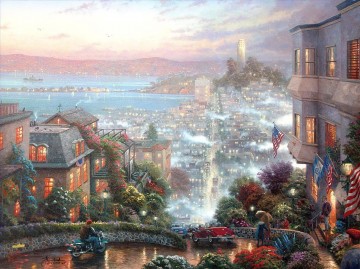 San Francisco Lombard Street Thomas Kinkade Ölgemälde